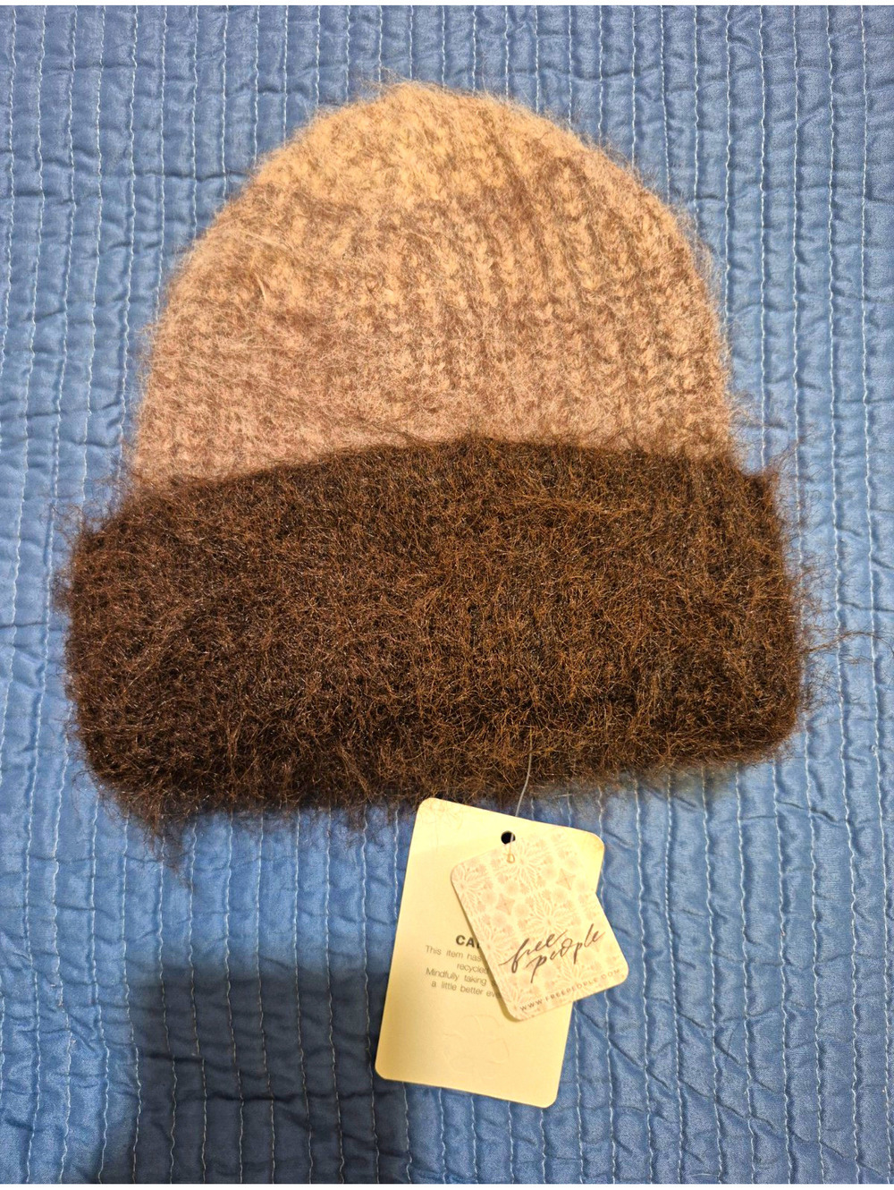 Free People Colorblock Beanie Brown/Beige One Size Women
